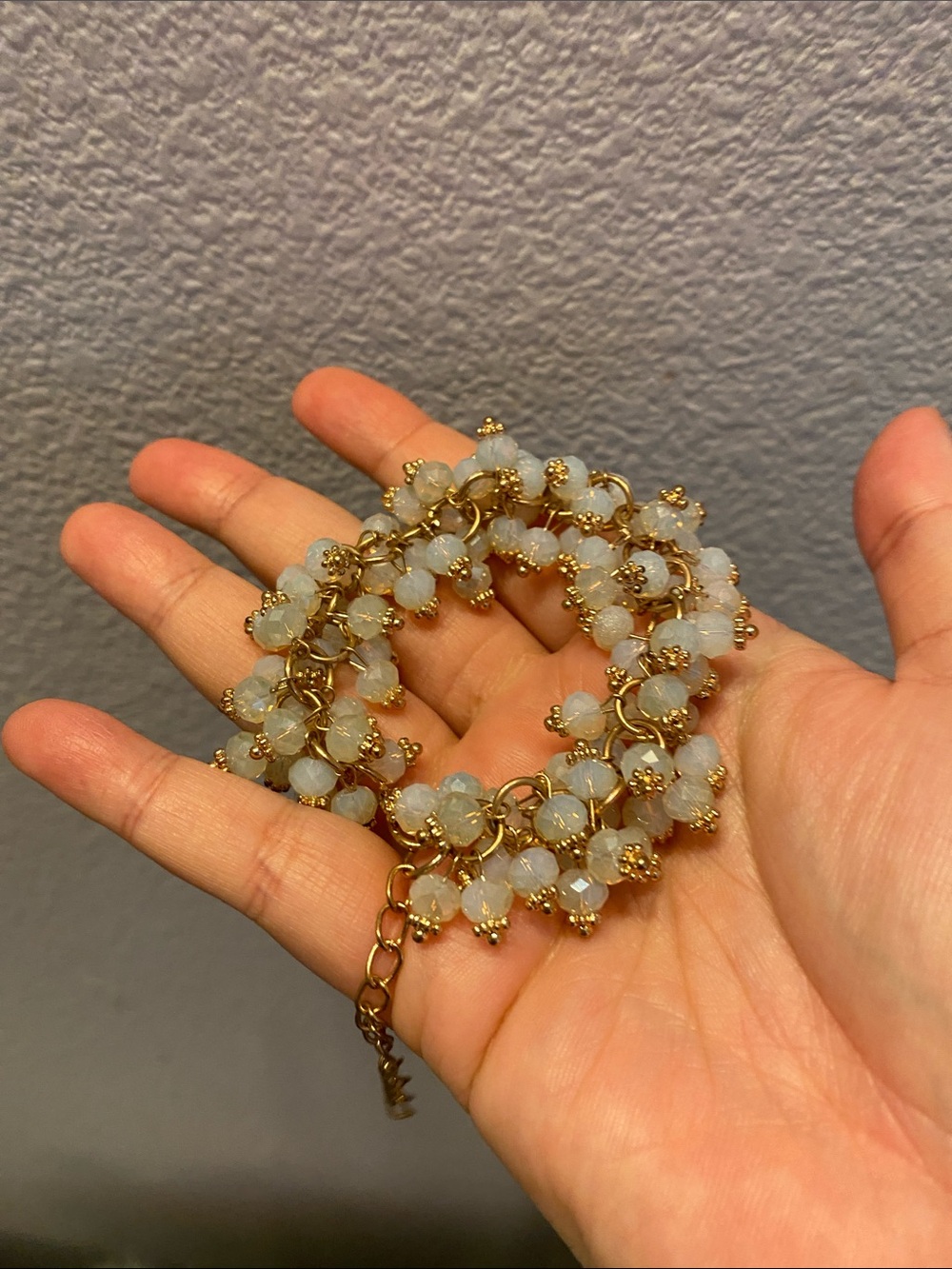 Gold and Opal Bead Cluster Bracelet